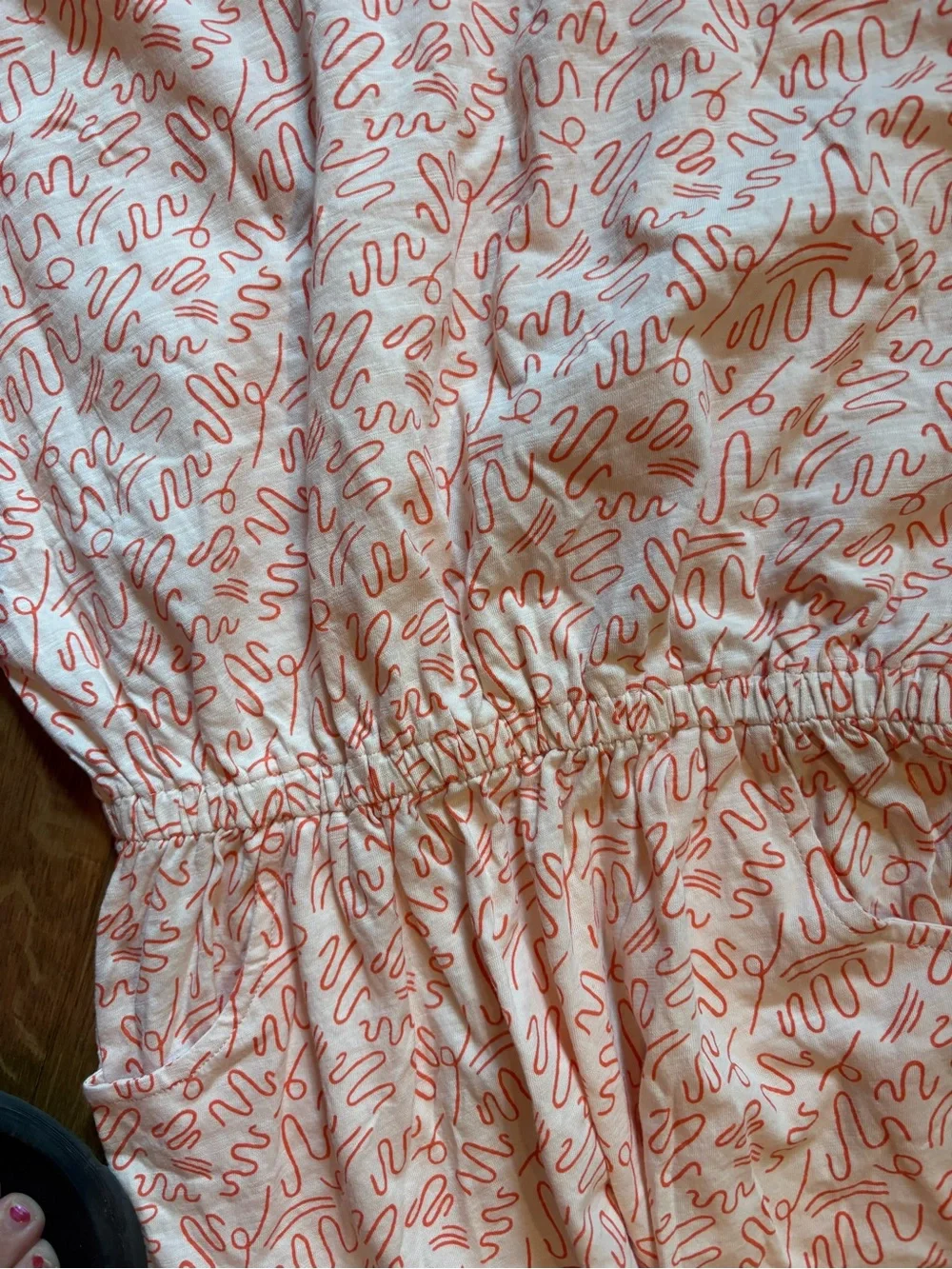 NWT Nordstrom Kids One-Piece White with Coral Squiggle Print size 8